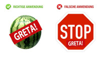 Autocollant melon &laquo; Greta ! &raquo;"